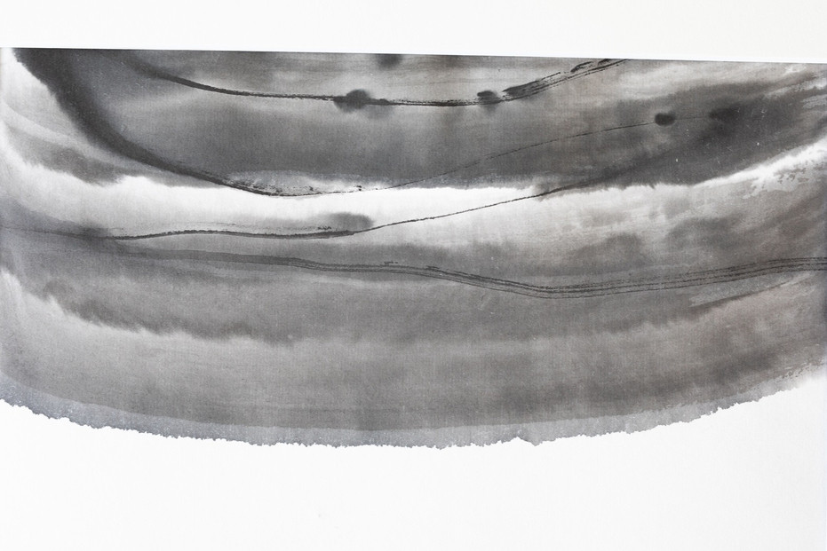 福岡市ゆかりの墨象作品《三魂》原画（A3額装）／「結びゆくものたち」三部作より