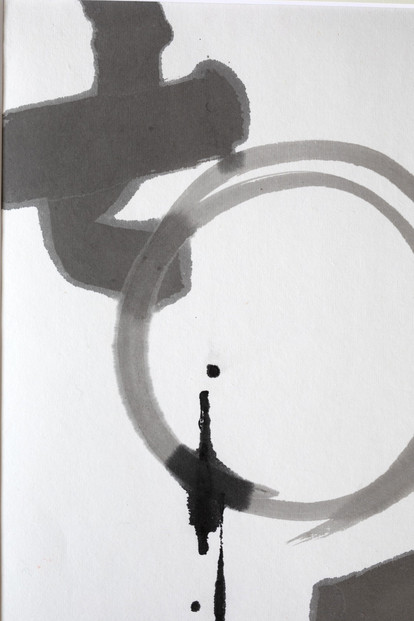 福岡市ゆかりの墨象作品《淡環》原画（A3額装）／「風と街と、心のかたち」シリーズより