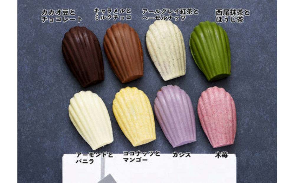 こだわり素材の美しい【グルテンフリー】マドレーヌグラデーション詰め合わせ8個入／8種類／ちょっとした贅沢な時間のお供に＜福岡市＞