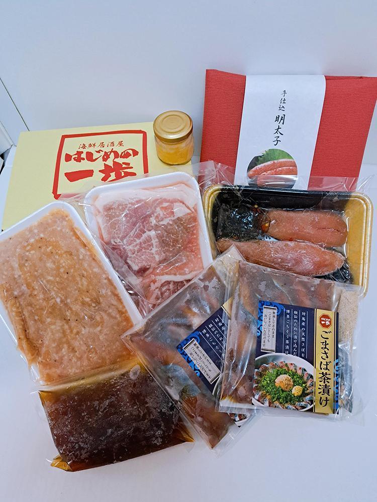 贅沢！博多名物ごちそうセット！(ごまさば茶漬け・自家製明太子・博多ちゃんこ風一歩鍋・自家製ゆず胡椒付き)