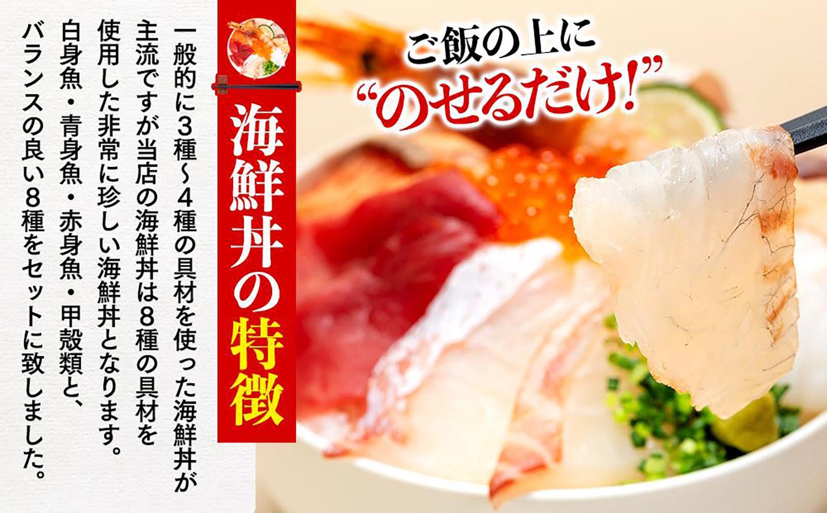 福岡市グルメ糸島海鮮堂の8種の海鮮丼・沖漬けセット　各1袋