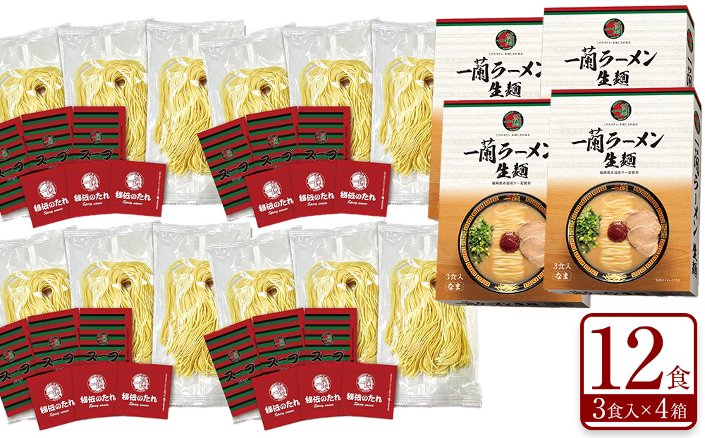 【福岡市】一蘭ラーメン生麺セット12食入（豚骨ラーメン）＜お届けまで2～3か月＞