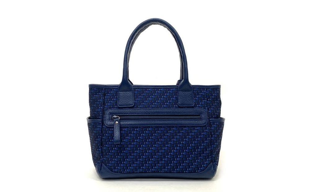 【カラー：ネイビー】博多革工房HOMMONが作ったゴルフカートバッグ【博多織・牛革】