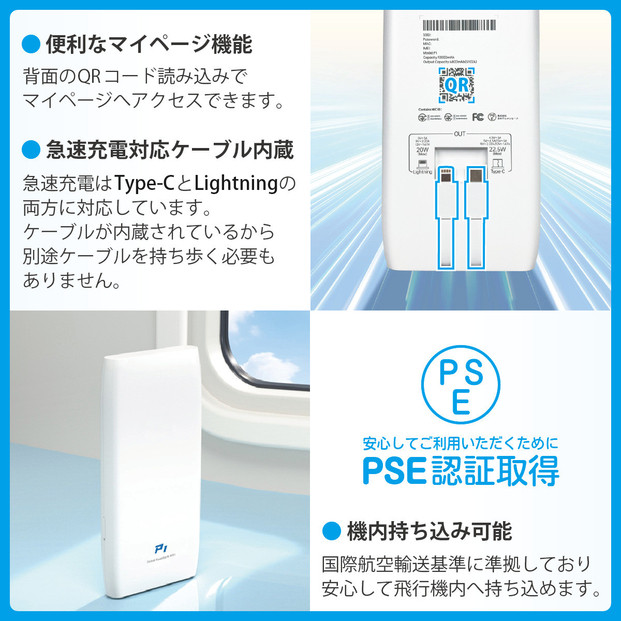(福岡市)10000ｍAh モバイルバッテリー P1 [多機能搭載]