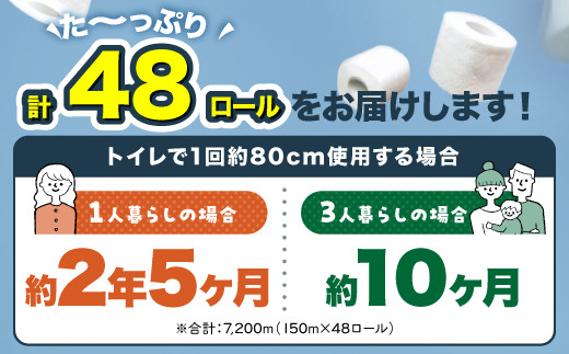 トイレットペーパー水玉ロングエコノミー150ｍ×48個【福岡市】