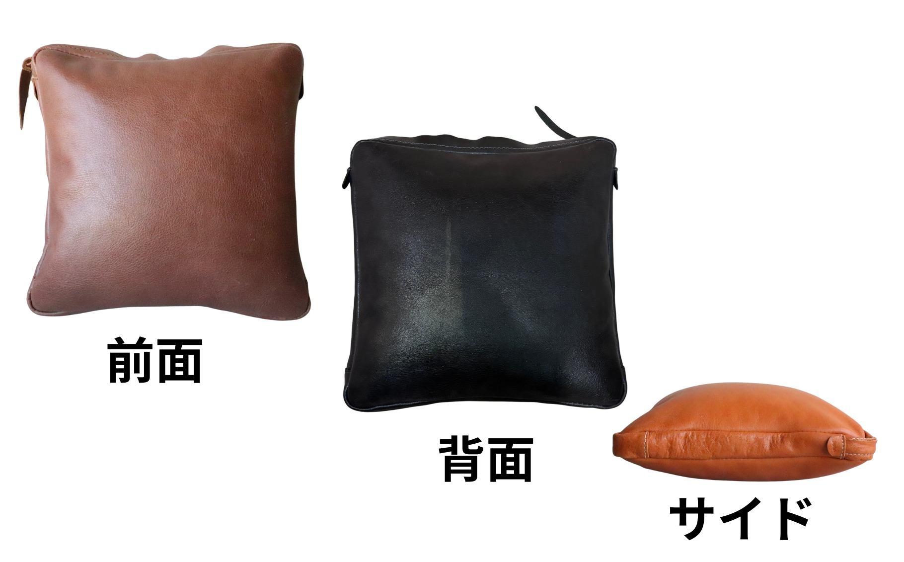 エイジングを楽しむ上質レザークッション【ブラック】 博多革工房 Japlish | ジャプリッシュ