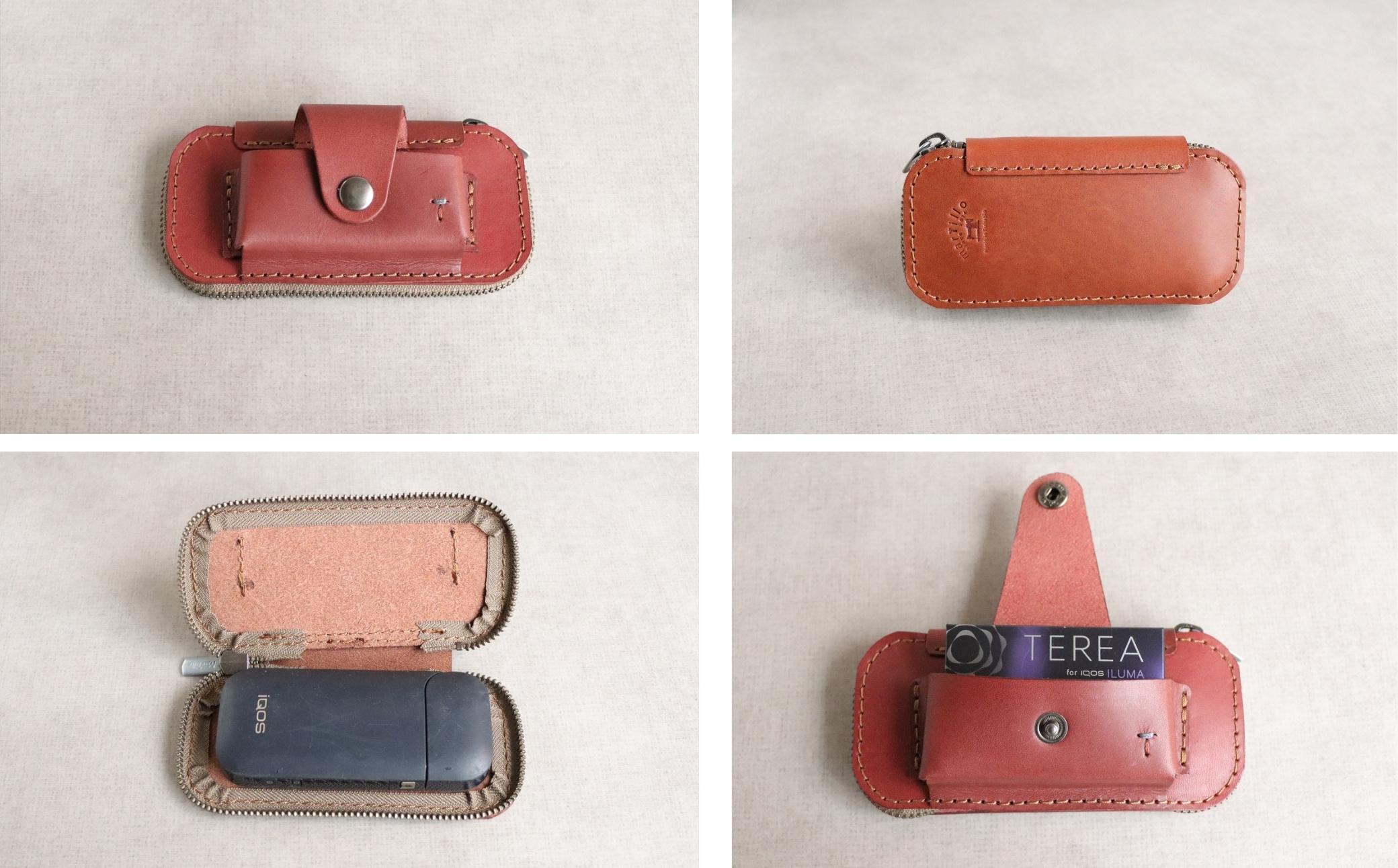 【革工房Japlish】 iQOS（アイコス）用の本革ケース 【ブラウン】 glo（グロー）も収納可能 ＜福岡市の本革製品＞