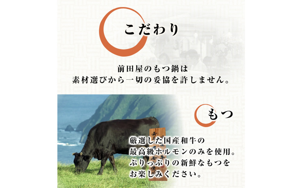 【12/22までの決済完了で年内発送】前田屋もつ鍋（味噌味）2人前