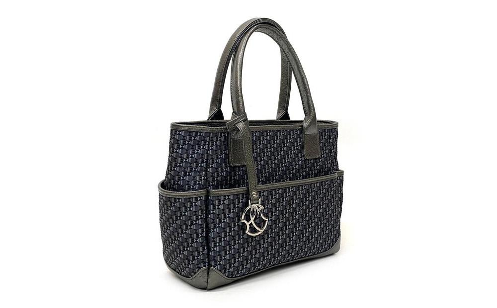 【カラー：ダークグレー】博多革工房HOMMONが作ったゴルフカートバッグ【博多織・牛革】