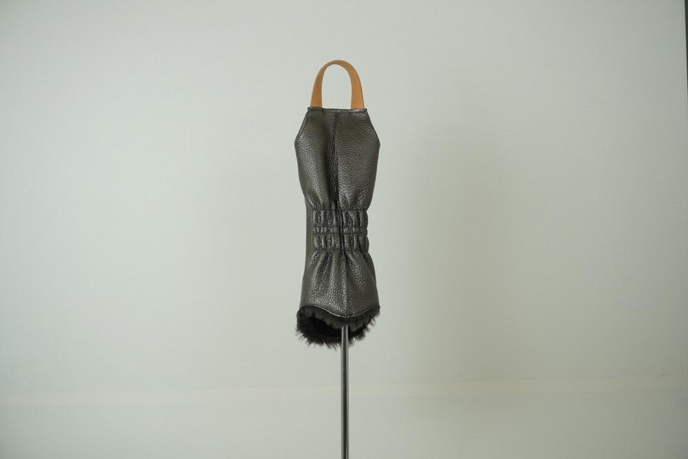 【ダークグレー＃X】博多革工房HOMMONが作ったゴルフウッド用ヘッドカバー【博多織・牛革】