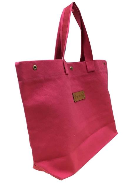 【福岡市の縫製工場オリジナルブランド　OKUNIYA】本革ネーム（ヌメ） トートバッグ　ピンク（Lサイズ）