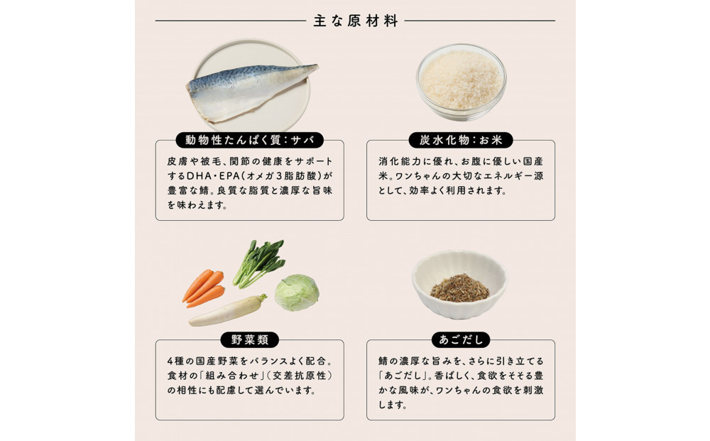 【福岡市】成犬用総合栄養食 食物アレルギーに配慮した 手づくりごはん　UFUFU FOOD レトルト サバとお米4パック