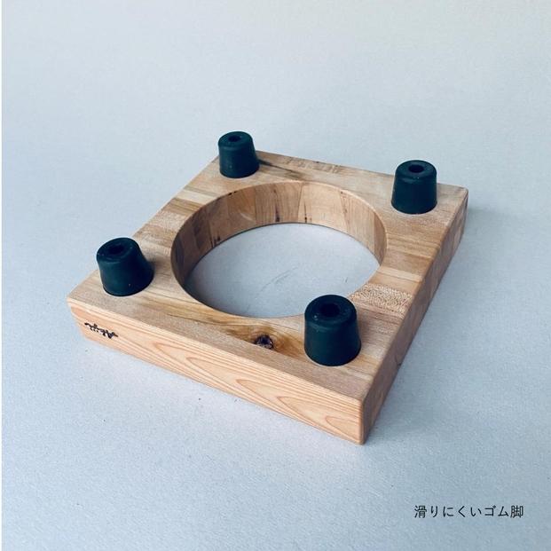 ペットフードテーブル　hole SS（福岡市内製造）（ガラスボウル付き）