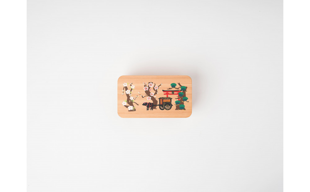 【福岡市の伝統産業支援施策「福岡伝統産業オープンイノベーション事業」で福岡の伝統工芸の魅力PR品として開発】博多曲物　2段重かご付 菅原伝授手習鑑