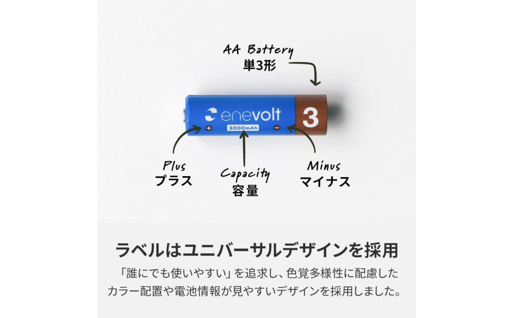 【enevolt】 充電池 3000mAh 単3 エネボルト 8本セット 【1年間保証】