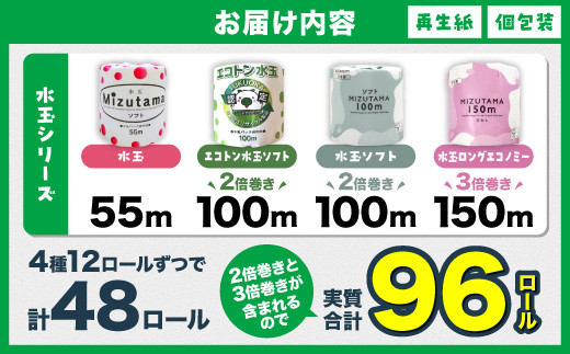 水玉デザイン トイレットペーパー4種アソートセット（48個入り）【福岡市】