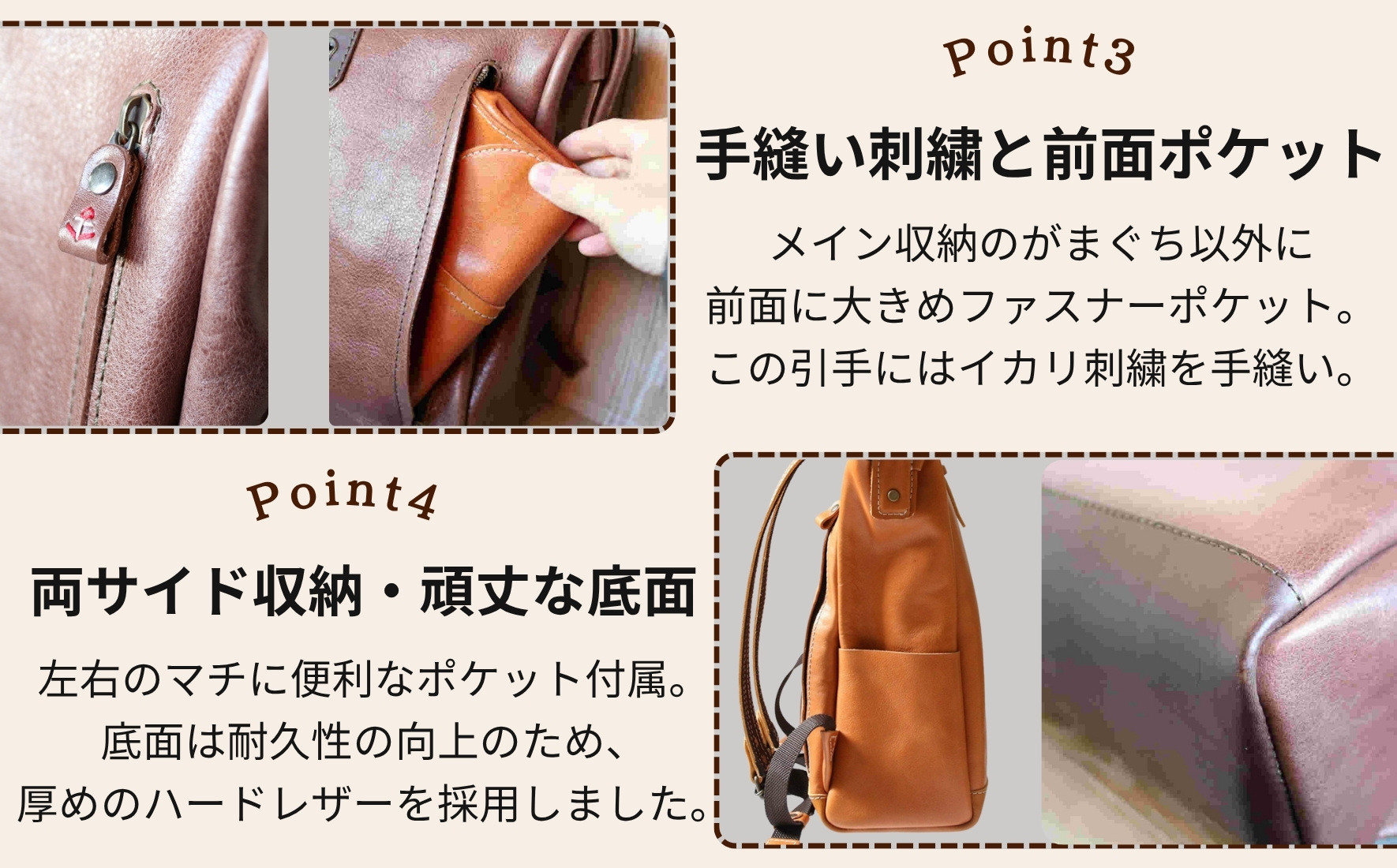 大容量がまぐちリュック Lサイズ 【ブラック】 博多革工房 Japlish | ジャプリッシュ