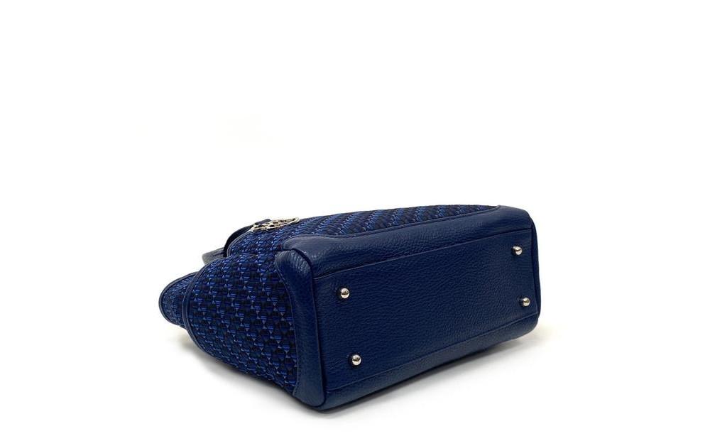 【カラー：ネイビー】博多革工房HOMMONが作ったゴルフカートバッグ【博多織・牛革】