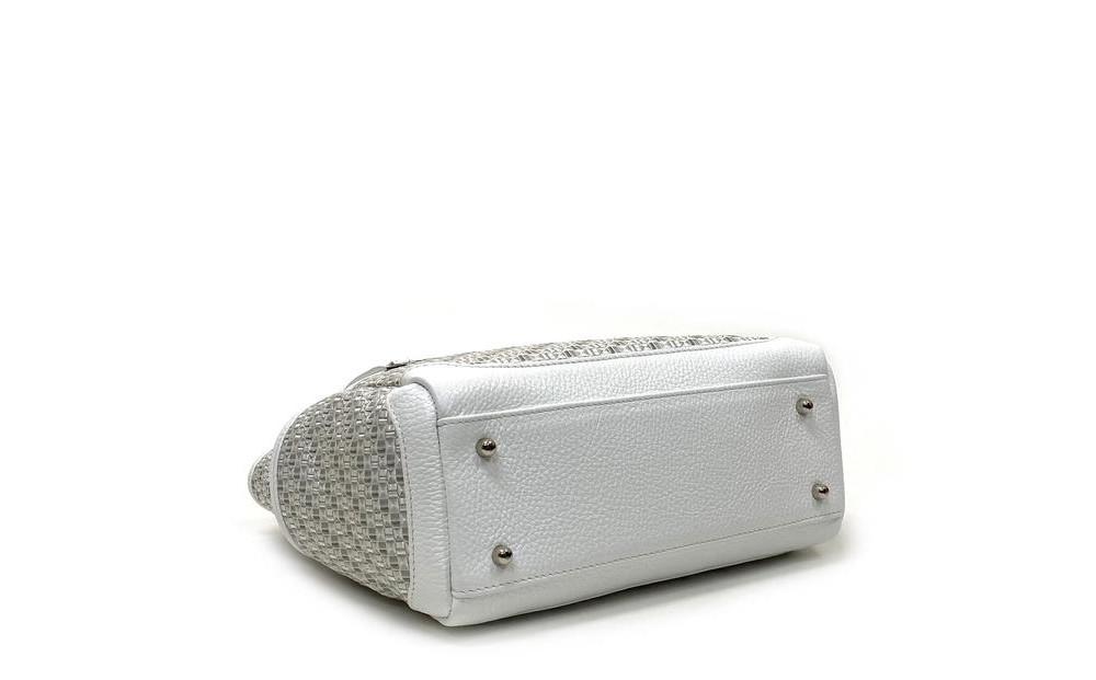 【カラー：ホワイト】博多革工房HOMMONが作ったゴルフカートバッグ【博多織・牛革】