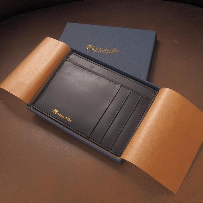 【福岡市】Cornoblu　イルチアカーフ　ミニマムウォレット　ブラック