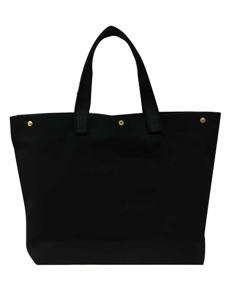 【福岡市の縫製工場オリジナルブランド　OKUNIYA】本革ネーム（キャメル） トートバッグ　ブラック【サイズ：L】