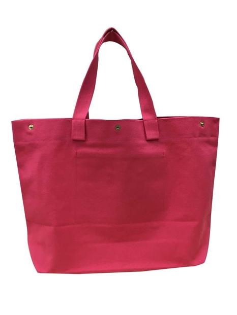 【福岡市の縫製工場オリジナルブランド　OKUNIYA】本革ネーム（ヌメ） トートバッグ　ピンク（Lサイズ）