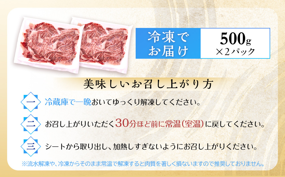 【A5-A4等級】　博多和牛切り落とし　1kg（500g×2）