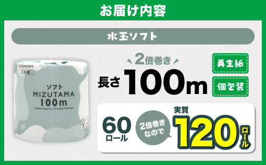 トイレットペーパー 水玉ソフト 100ｍ×60個【福岡市】