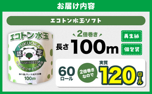 トイレットペーパー エコトン水玉 100ｍ×60個【福岡市】