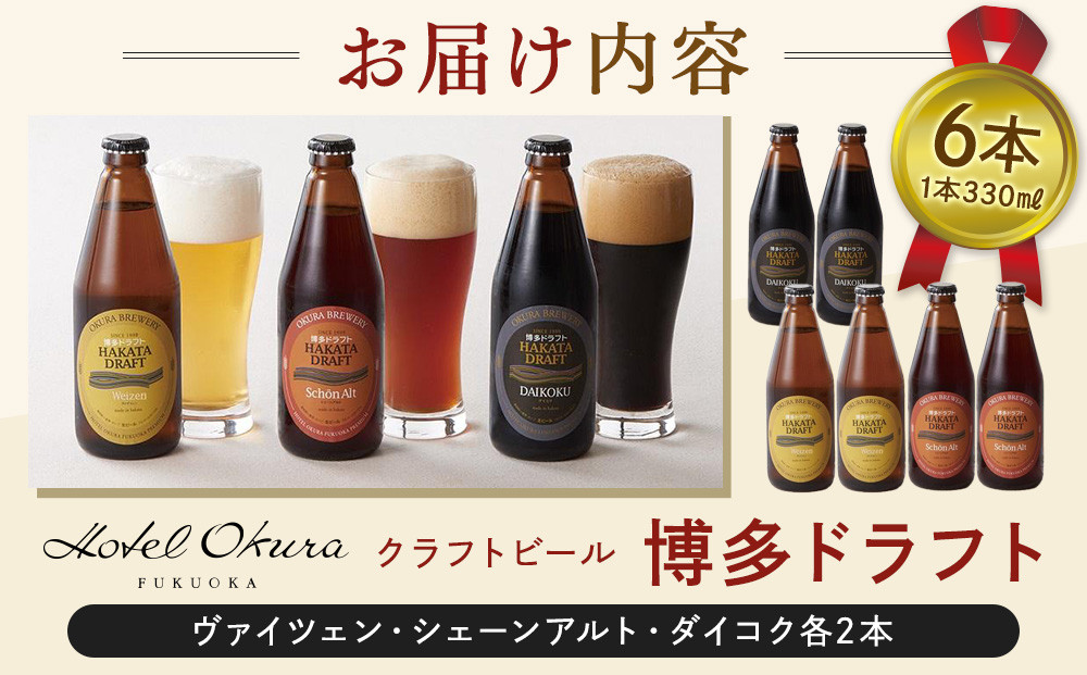 ホテルオークラ福岡　 クラフトビール『博多ドラフト』6本セット