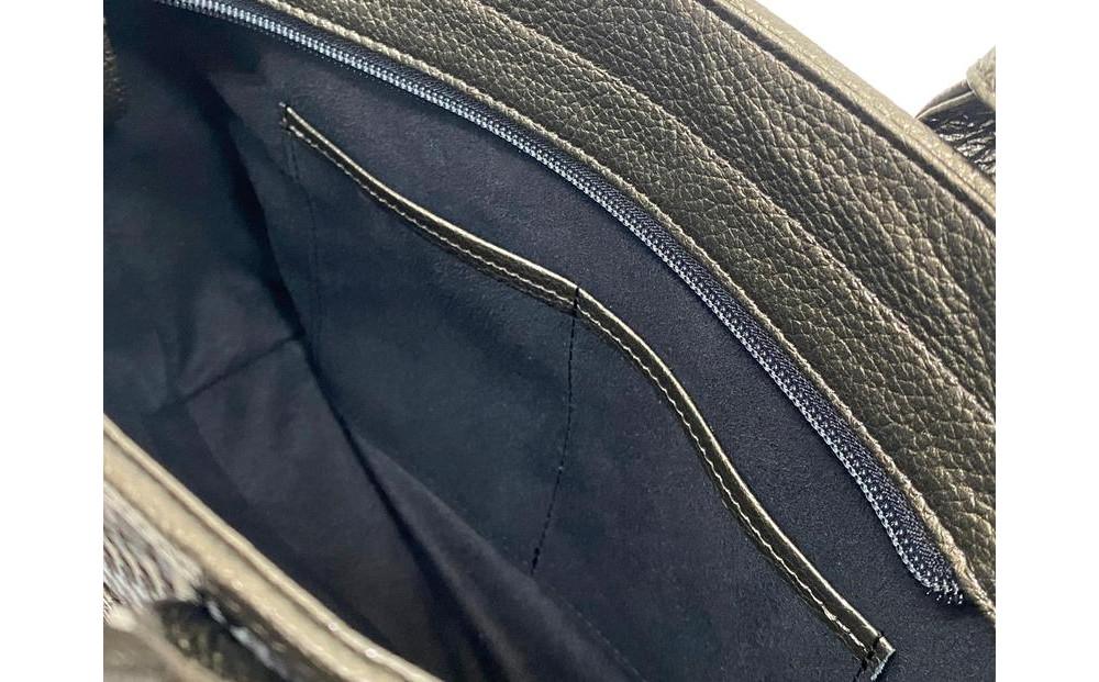 【カラー：ダークグレー】博多革工房HOMMONが作ったゴルフカートバッグ【博多織・牛革】