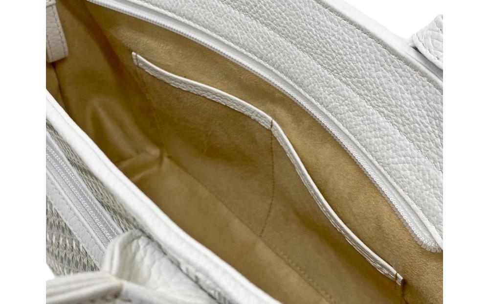 【カラー：ホワイト】博多革工房HOMMONが作ったゴルフカートバッグ【博多織・牛革】