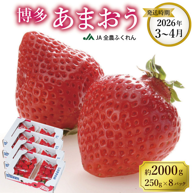 ＜2026年3月～4月発送＞博多あまおう約250ｇ×８