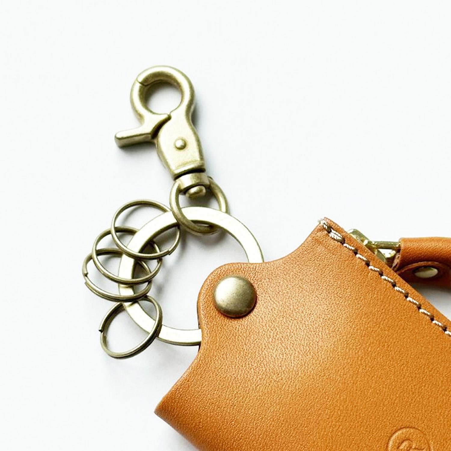 レザーZIPキーケース＜レッド＞【福岡市内製造】