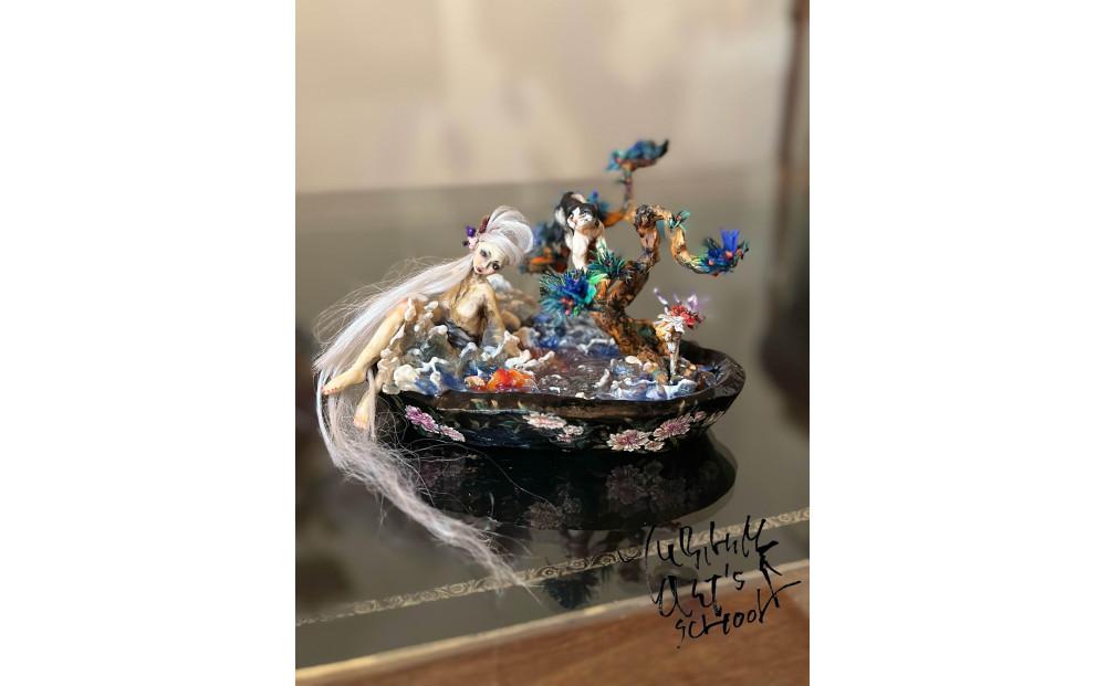 『博多の天女と猫の大濠公園』立体ネイルアート置物(約161g)1個