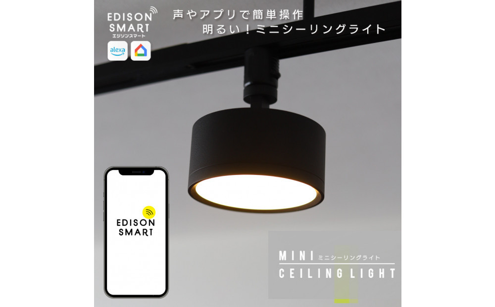 エジソンスマートミニシーリングライト アーム付き(ダクトレール用) 【ブラック】 福岡市
