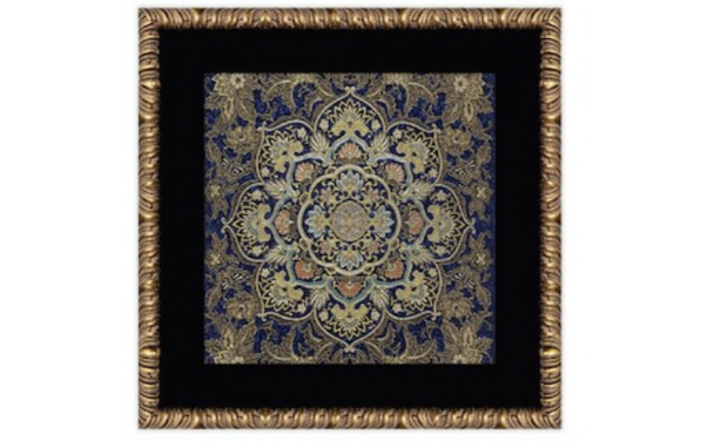 博多織額装　横45cm×縦45cm　黒地　五色献上華籠柄