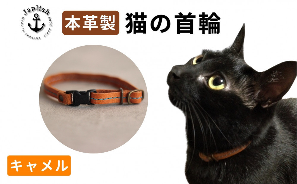 レザーの猫首輪| 子猫～成猫対応 【キャメル】 博多革工房 Japlish | ジャプリッシュ