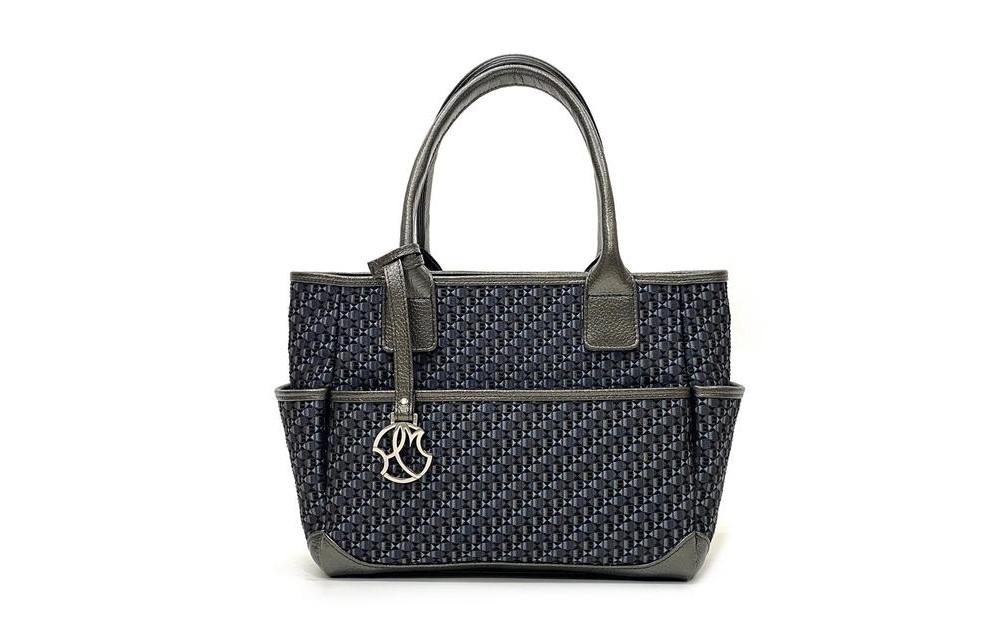 【カラー：ダークグレー】博多革工房HOMMONが作ったゴルフカートバッグ【博多織・牛革】