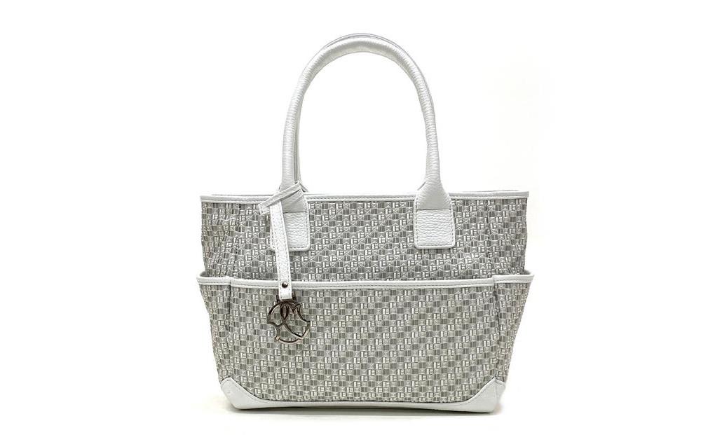 【カラー：ホワイト】博多革工房HOMMONが作ったゴルフカートバッグ【博多織・牛革】