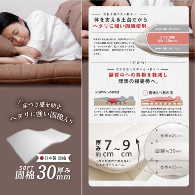 大牟田市生産 合繊敷き布団 シングルロング 固綿入2.8kg 100×210cm アイボリー