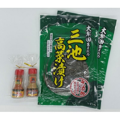 大牟田生まれの三池高菜漬け(2袋)と大蛇のなみだと大蛇の火吹