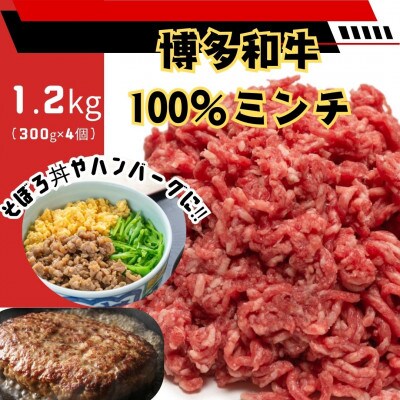 博多和牛100%ミンチ(挽肉)【訳あり】1.2kg(300g×4個)(大牟田市)【配送不可地域：離島】