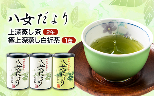 八女だより(上深蒸し茶200g、極上深蒸し白折茶80g)