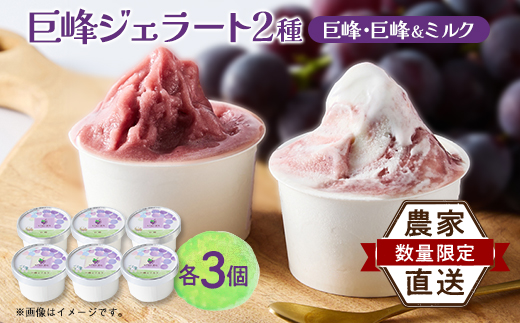 福岡県　巨峰100%と巨峰とミルクのミックスジェラート(各80ml3個　合計6個セット)(大牟田市)【配送不可地域：離島】