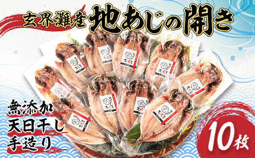 【無添加・天日干し・手造り】地あじひらき10枚セット【配送不可地域：離島】