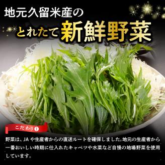 久留米しゃぶはり鍋セット 2～3人前セット_しゃぶはり鍋 こだわり 具材付き 2人前 ~ 3人前 セット しゃぶしゃぶ 豚肉 黒豚 豚ロース 豚バラ 水菜 鍋 久留米産 野菜 だし 黄金だし スープ 急速冷凍 簡単調理 専門店の味 ミシュラン掲載店 こうじ夜 鍋セット お取り寄せ 福岡県 久留米市 冷凍 送料無料_Cn001