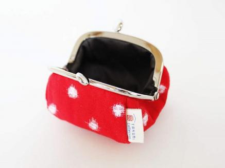 久留米絣　福ふくがま口財布　（赤白玉）