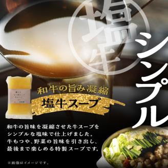 大昌園「特選もつ鍋セット・塩牛スープ4～5人前/特製辛味調味料付き」_大昌園 特選 もつ鍋 セット スープ 塩牛スープ 4 〜 5人前 特製 辛味 調味料付き 牛もつ 九州産 和牛 小腸 急速冷凍 クセになる 脂の旨味 ちゃんぽん麺 お取り寄せ お取り寄せグルメ 福岡県 久留米市 送料無料_Cn121