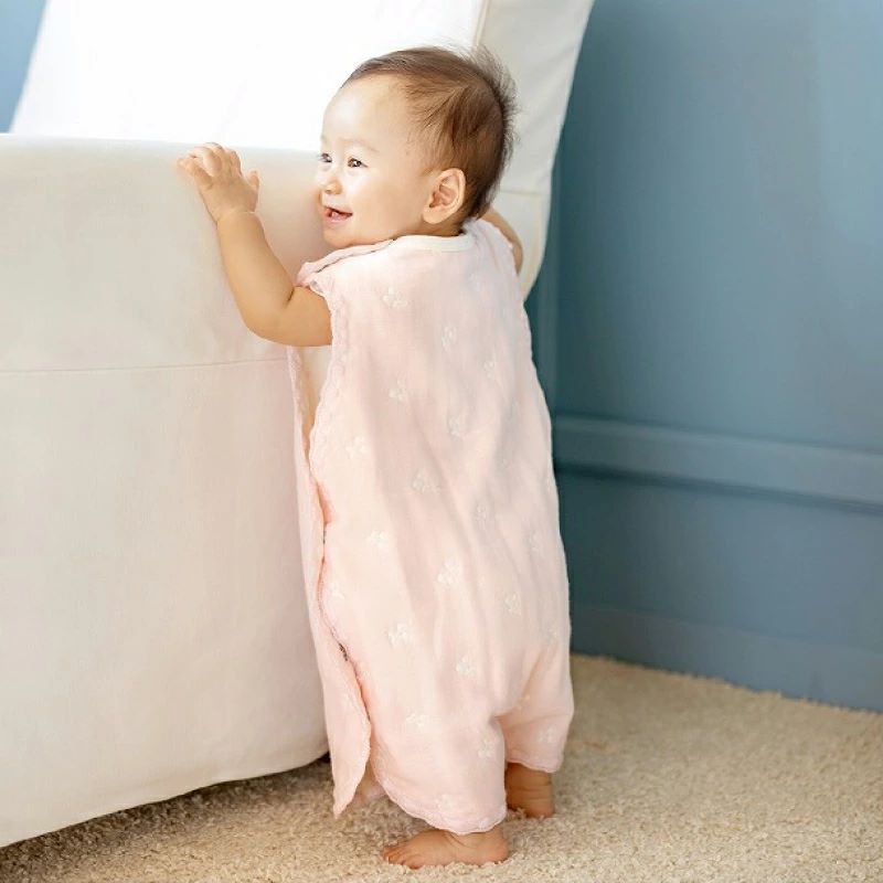 スリーパー さくらんぼガーゼ_ スリーパー 6重ガーゼ ピンク さくらんぼガーゼ 日本製 クーラー対策 寝冷え対策 赤ちゃんの城 赤ちゃん ベビー用品 寝具 出産祝い 出産準備 キッズ 女の子 ベビーウェア 新生児 お取りよせ 福岡県 久留米市 送料無料_Sd016